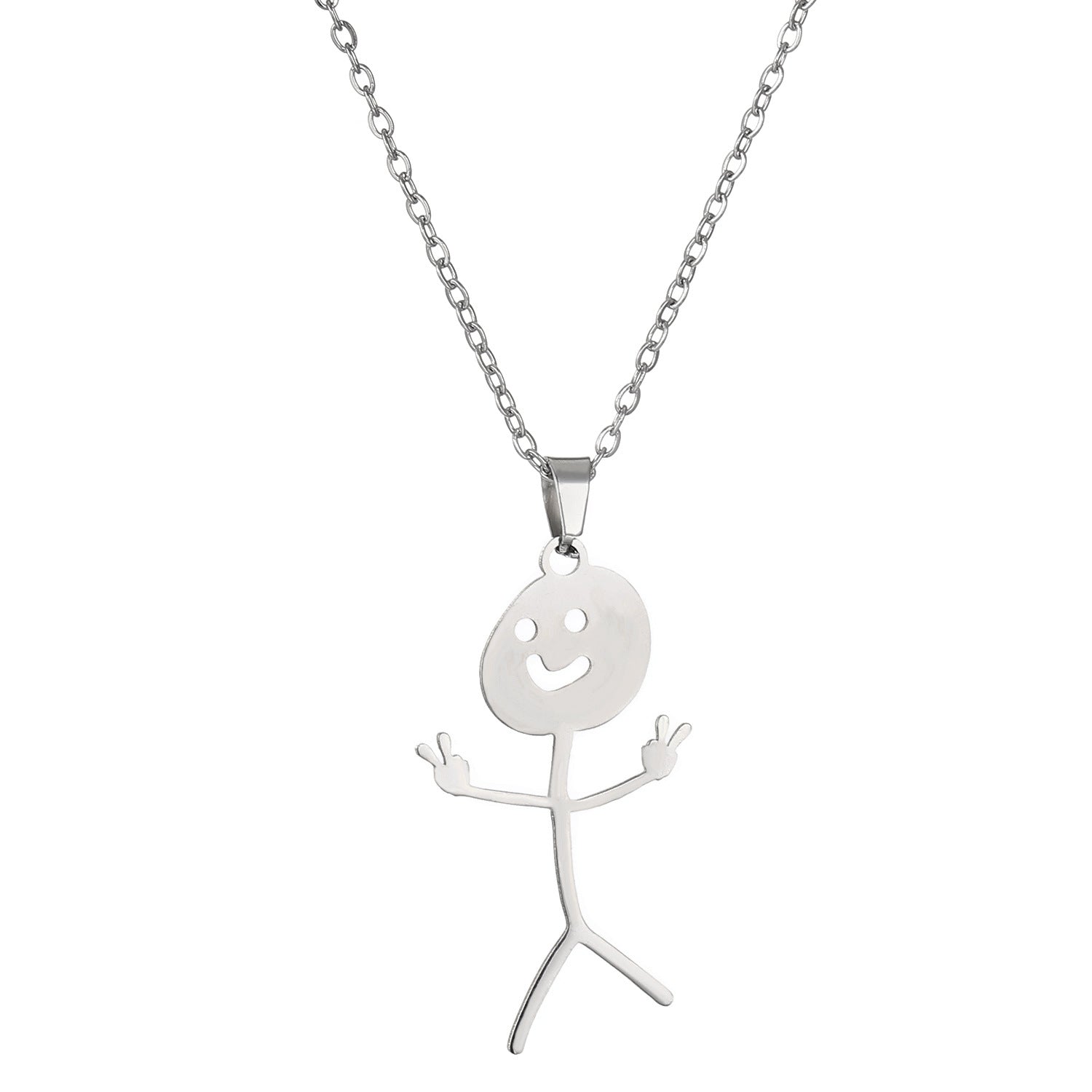 Wholesale Funny Middle Finger Funny Villain Stainless Steel Necklace